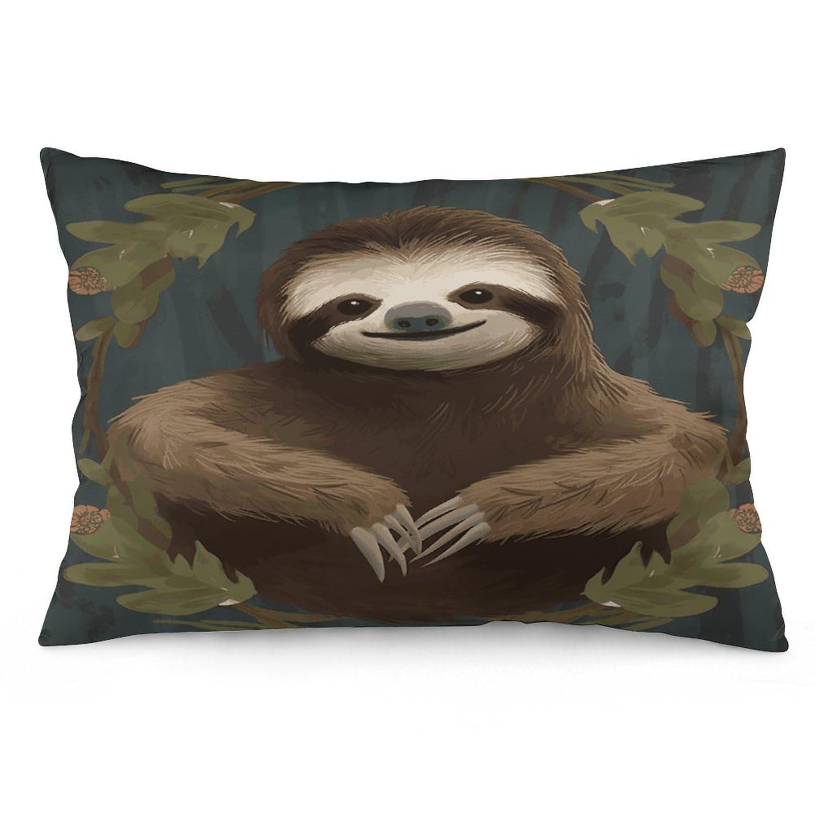 Sloth Throw Pillow Covers with Silent Zipper Polyester Pillow Protectors Removable Pillow Cases Soft Pillowcase Cozy Pillow Sham Cushion Cover for Sofa Car Bed 12 "x20