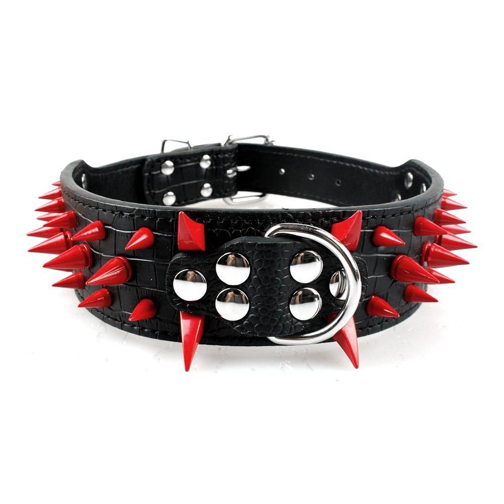 Vivi Bear - Impresionante collar de piel sintética, estilo punk, con pinchos de 5 cm de ancho, para perro de tamaño mediano o grande