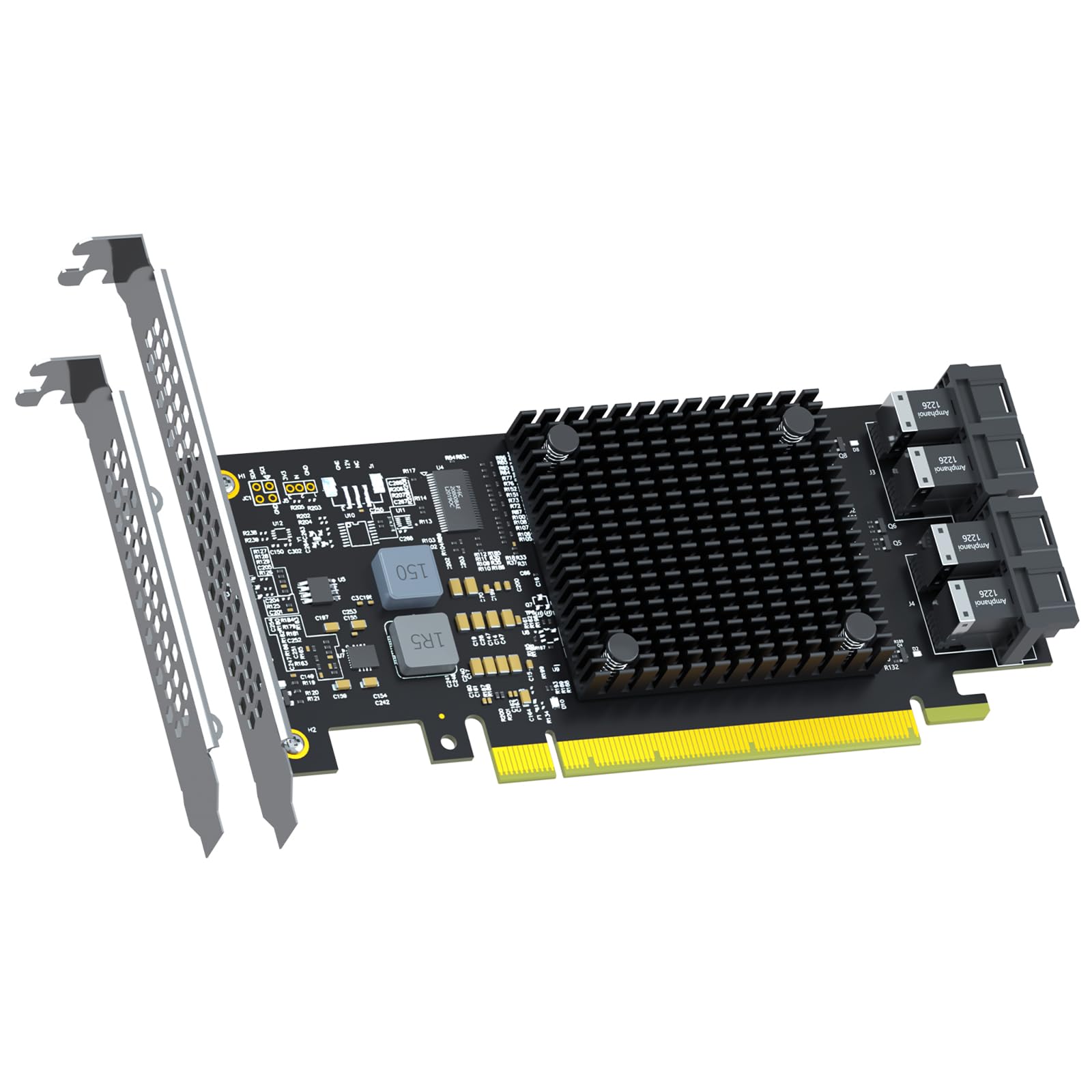 GLOTRENDS ST583 4-portowa Karta adaptera SFF-8643 na PCIE 3.0 x16 z kontrolerem PEX8747 do rozwiązania pamięci masowej RAID U.2/U.3/M.2 NVMe o wysokiej gęstości