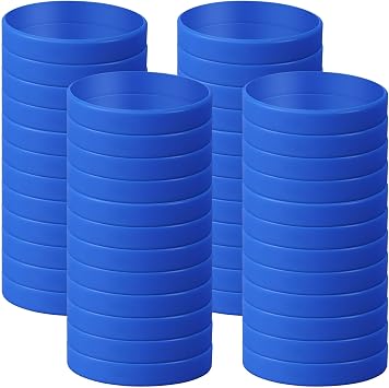 48 Pcs Plain Silicone Rubber Bracelets Solid Color Rubber Wristbands Sports Elastic Rubber Bands for Stretch Silicone Wristband Wrist Bands for Women Men Part Decorations Gifts Blue