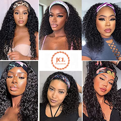 JCL Curly Headband Wig Human Hair 180% Density 12 Inch Headband Wigs for Black Women Deep - image 3