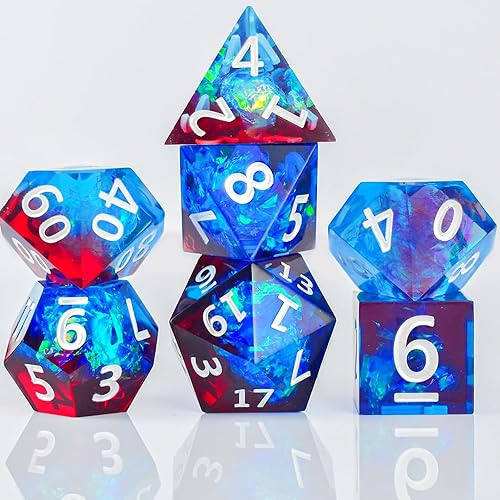 Miniatura 5 de Sharp DND Dice Set Polyhedral Black and Gold Resin Dice Sets Sharp Edge Dice Roleplaying Games Shadowrun Pathfinder MTG