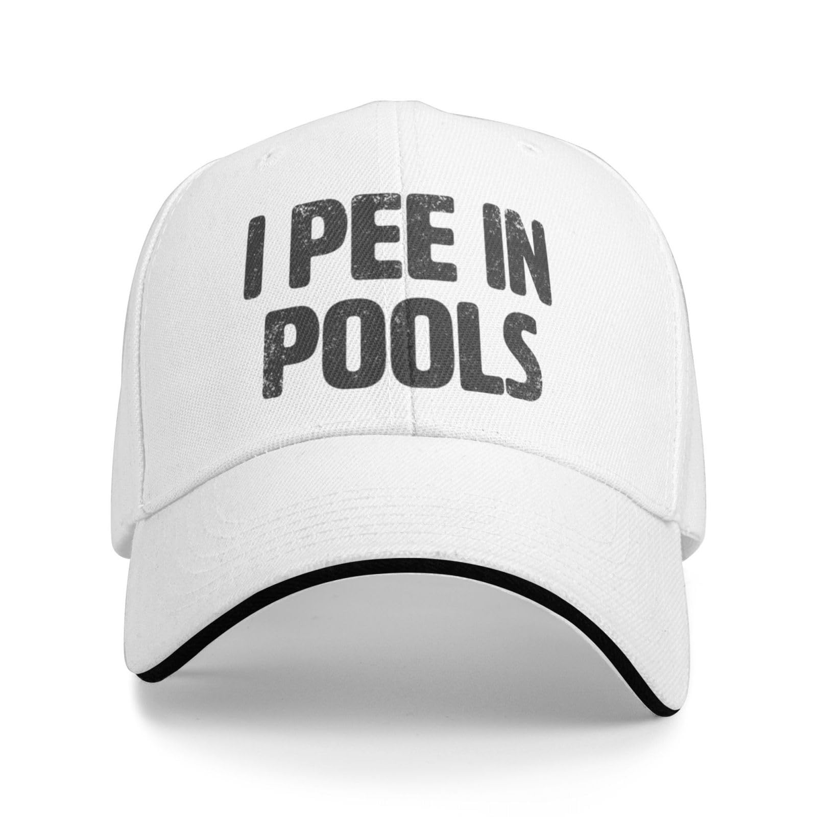 Melbrakin I Pee in Pool Funny Swimming Baseball Cap Dad Hat Trucker Hats for Men Womenn White