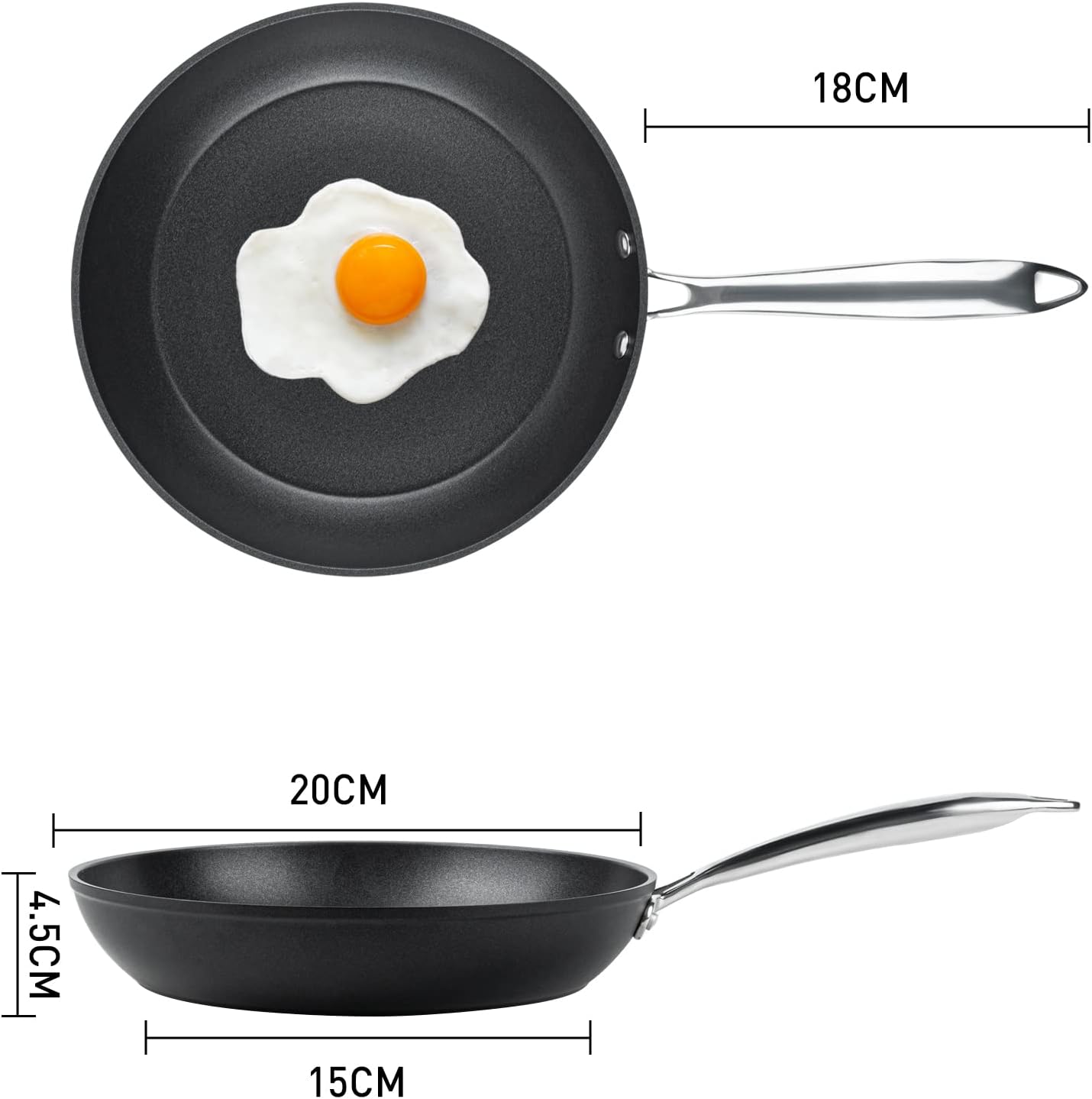 Fijinhom フライパン 20cm 焦げ付かない ih対応 5層コーティング 最高の耐久性 軽量 全て熱源対応 高熱効率 手入れが簡単 有害物質を含まない 食器洗機対応