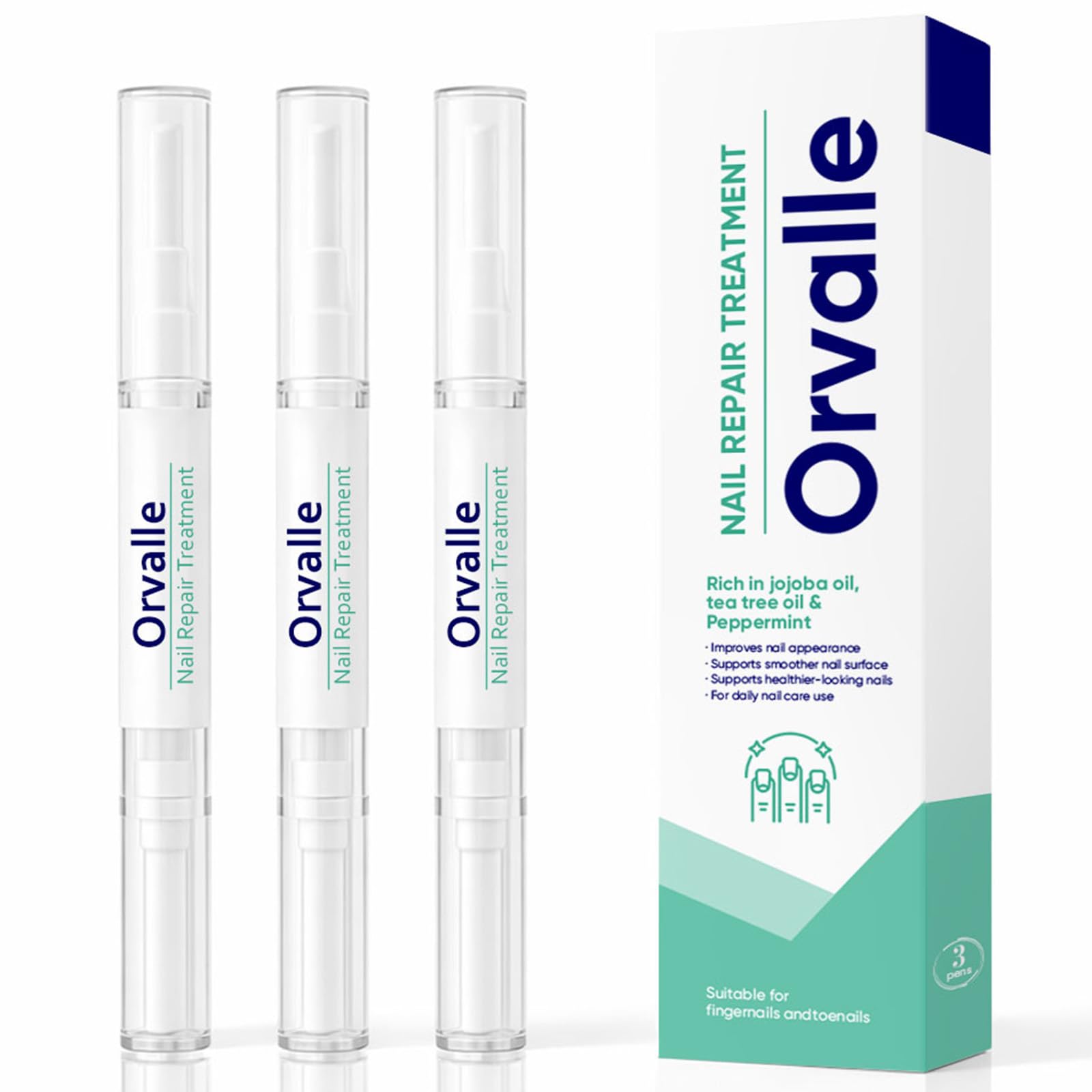 Nail Repair Pen, Nail Strengthener and Growth Treatment Serum with TreeTea Oil & Peppermint for Toenails & Fingernails (3)