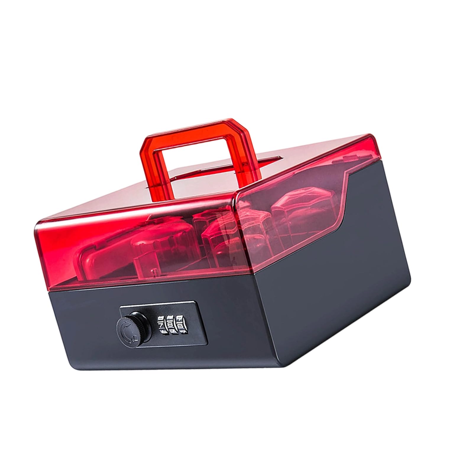 Custodia per timbri Trasparenti con Password Scatola portaoggetti Portatile a 5 Scomparti Organizzatore con Sigillo Ufficiale in plastica Scatola a Cinque Scomparti