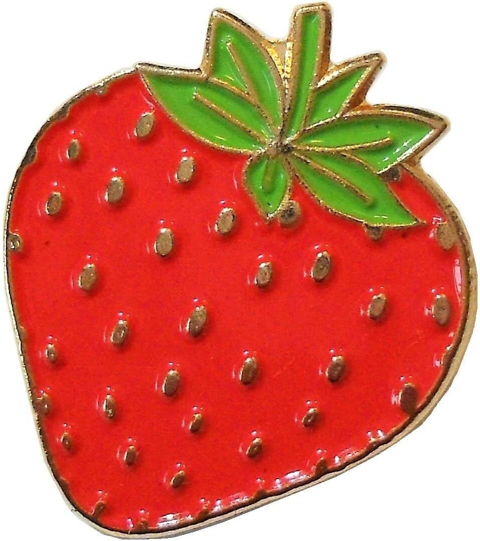 โ Metal Strawberry Enamel Pin Lapel Badge Brooch with Butterfly Clasp Back