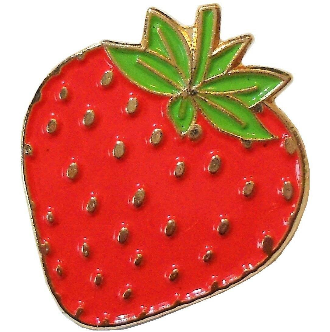 – Metal Strawberry Enamel Pin Lapel Badge Brooch with Butterfly Clasp Back
