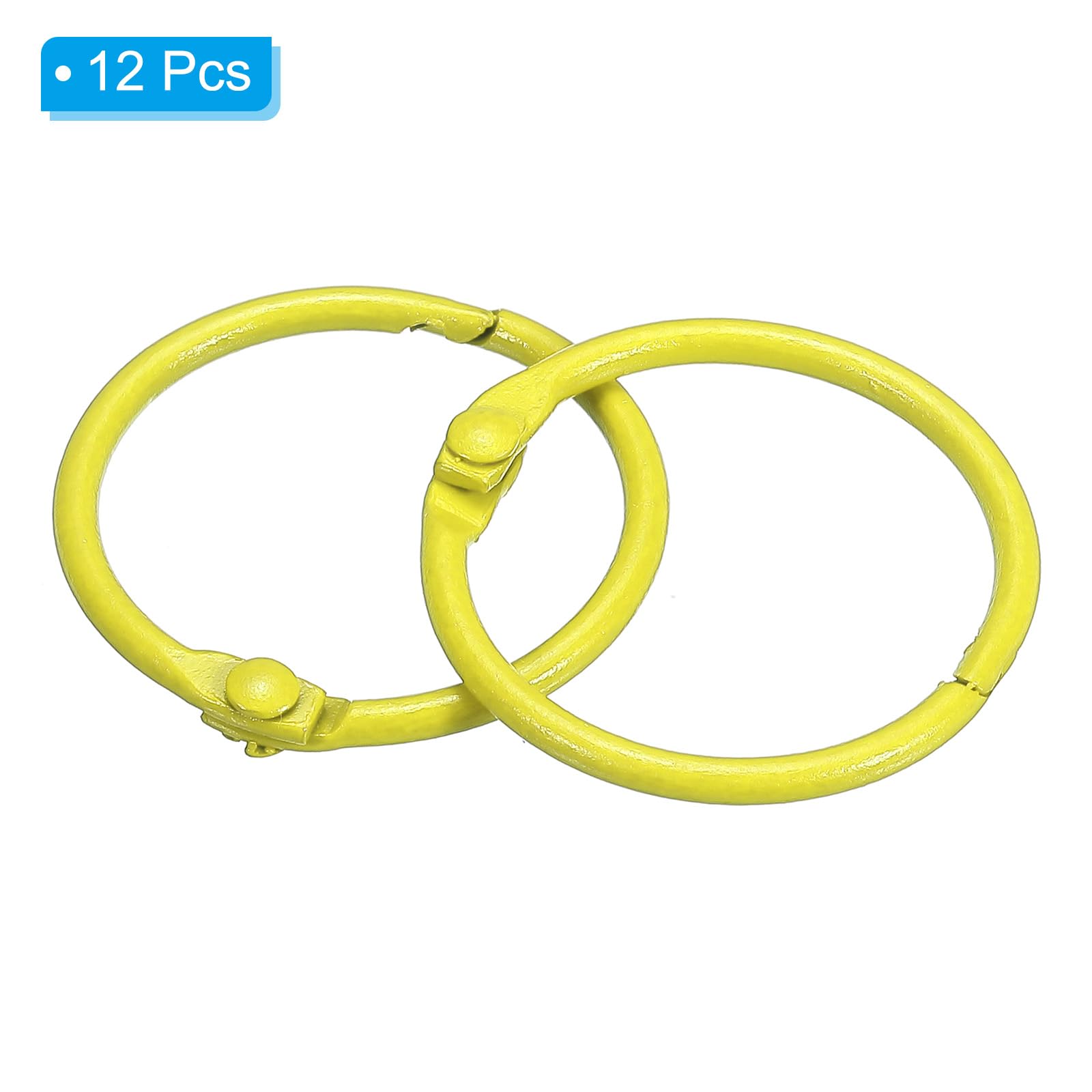PATIKIL 1.2 Inch Loose Leaf Binder Rings, 12 Pcs 2.2mm Metal Flash Card Book Binding Rings for Key Chain Index Card Scrapbooks Yellow - Image 3