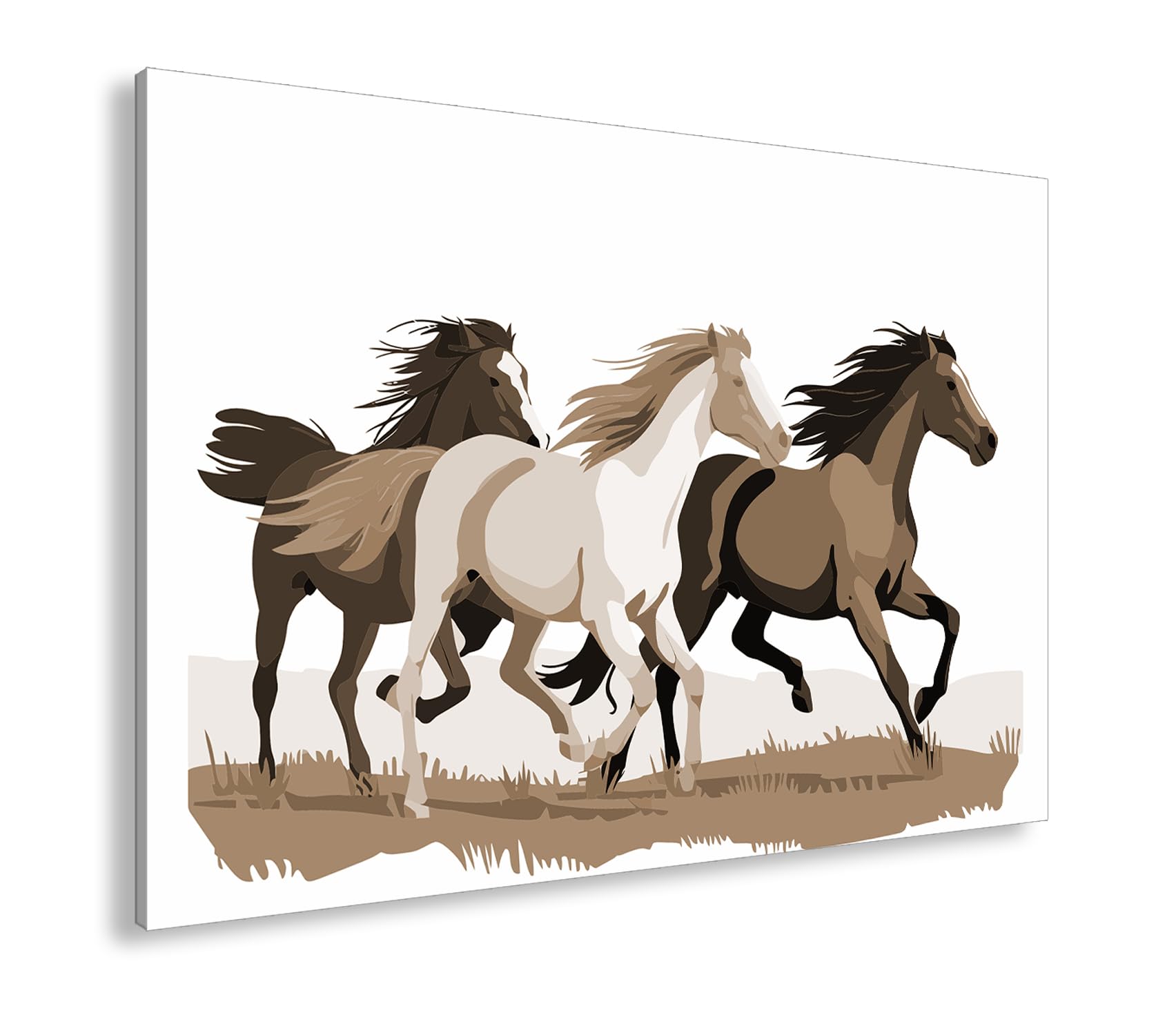 deyoli Obraz na płótnie dzikie galopujące konie w mocnym ruchu na otwartym terenie format: 60 x 40 cm XXL druk artystyczny obraz na blejtramie/obraz ścienny/dekoracja salonu