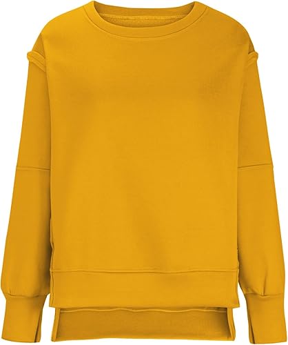 Miniatura 5 de Womens Oversized Casual Slit Y2K Pullover Top Crewneck Long Sleeve Corded Sweatshirts Fall Outfits 2023 Winter Clothes