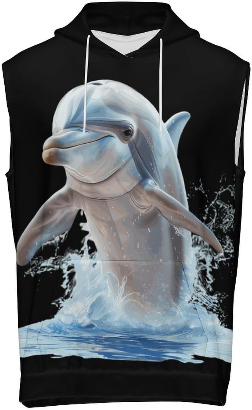 Men's Workout Hooded Tank Tops Sleeveless Muscle Gym T-Shirts