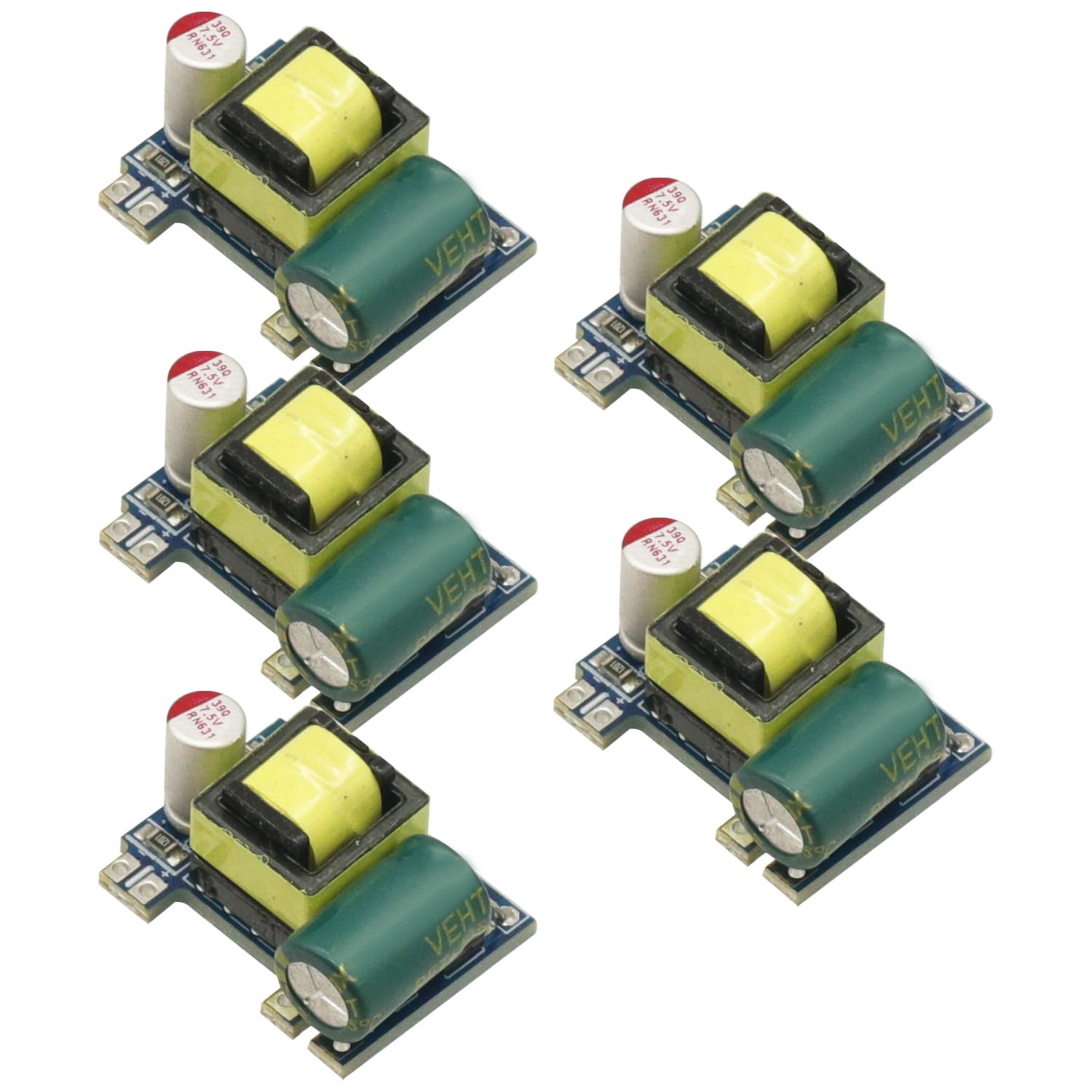 5 mini konwerterów AC na DC 110 V, 120 V, 220 V, 230 V na 5 V, 12 V, moduł zasilania 5 V, 700 mA (3,5 W)