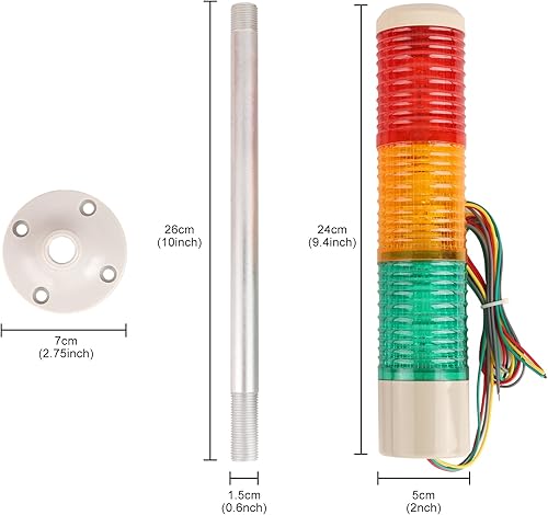 Miniatura 4 de Luz de señal industrial Columna LED Alarma redonda Torre Luz Indicador Luz de advertencia r Rojo Verde Amarillo DC 12V Constante Encendido