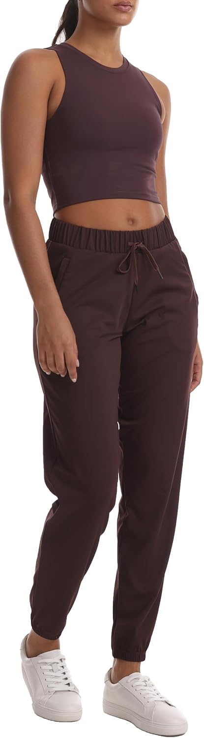 Haowind Women's High-Stretch Workout Joggers with Deep Zipper Pockets - Elastic Waist Yoga Pants for Running Travel Lounge - Image 8