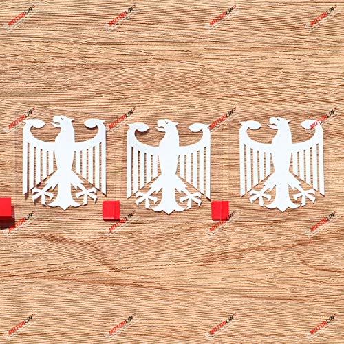 German Coat of Arms Eagle Vinyl Decal Sticker - 3 Pack White, 2 Inches - Germany Deutschland - No Background for Car Boat Laptop Cup