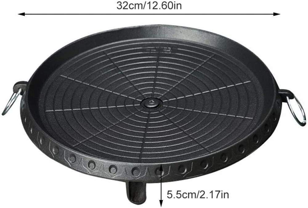 Padella Rotonda, padelle per Barbecue in gres Stile Coreano con Superficie Antiaderente Rivestita in Pietra Maifan per Barbecue all'aperto da Interno