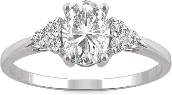 Charles & Colvard 14K White Gold Moissanite 7x5mm Oval Engagement Ring, 1.02cttw DEW