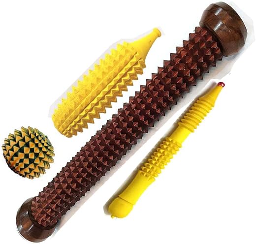 IWUD Wooden accupresure massager pain relief pointed acupuncher Rod -Roller (Brown)+ Zimmi+Ball+Karela Massager (Yellow Or...
