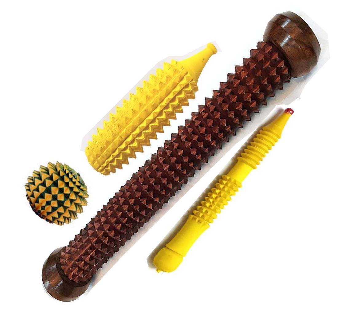 IWUD Wooden accupresure massager pain relief pointed acupuncher Rod -Roller (Brown)+ Zimmi+Ball+Karela Massager (Yellow Or Green) (B08P5B9SM6) Amazon Price History, Amazon Price Tracker