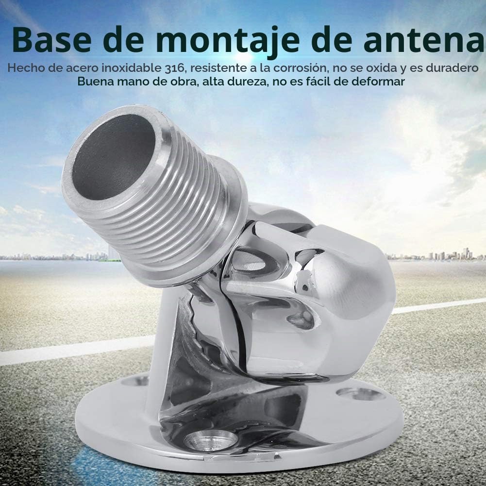 Dioche Base de Antena VHF Marino para Barco - Soporte de Acero Inoxidable 316 Alta Dureza con Cabeza Roscada de 25 mm