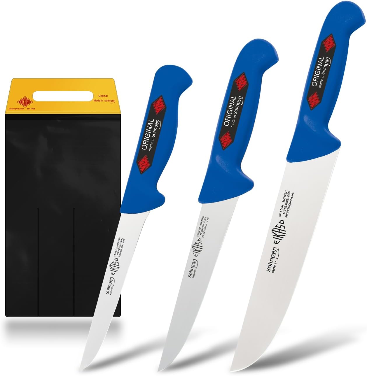 Solingen Meat Knife/Slaughter Knife Set 3-Piece for Professionals and Private Use (Blue), Made In Germany