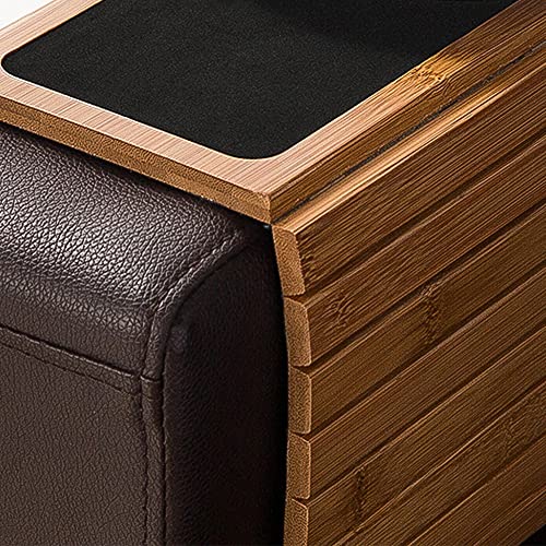 Bamboo Wood Sofa Arm Tray Table Anti-Slip Armrest Organizer Protector Drink Holder Coaster (Natural Bamboo) #TOP4