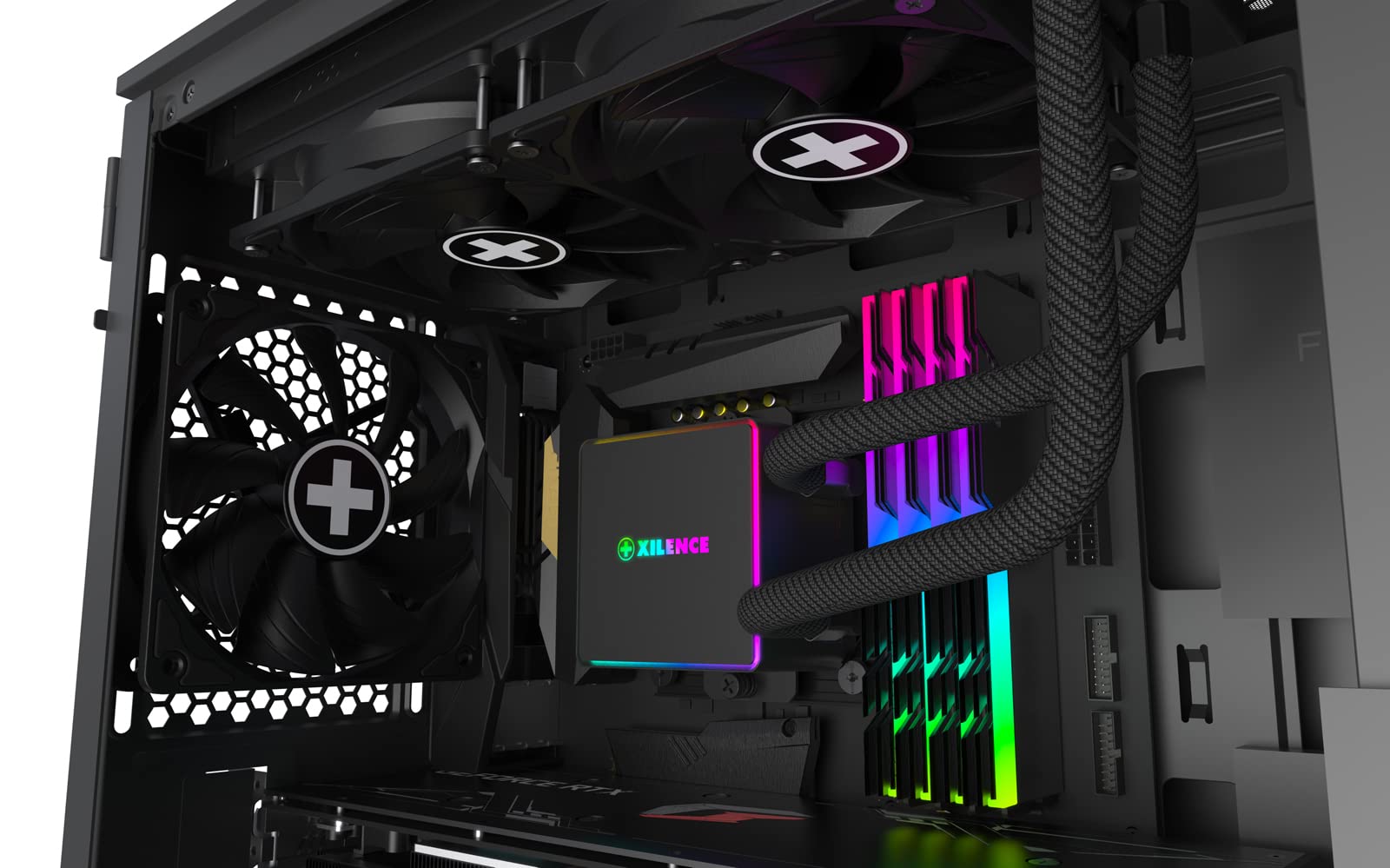 Xilence LQ240PRO AMD i Intel 240mm AiO Chłodzenie wodne AM5/AM4, LGA 1700/2066/2011/1151/1150/1155/1156/1200, 300W TDP, 2x120mm wentylatory FDB PWM, dla wysokich chłodzenia w Gaming/Streaming, czarne