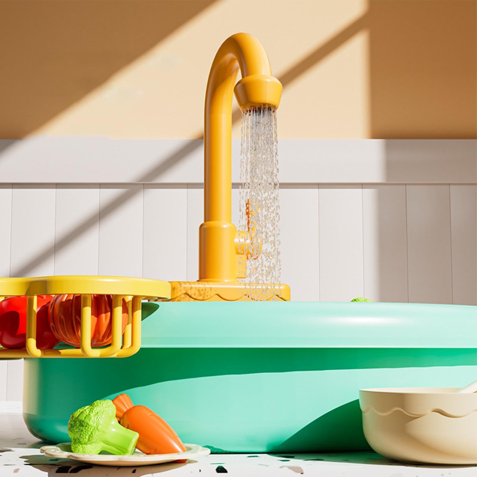 Lavello da con Acqua Corrente Giochi di Ruolo per Bambini | Finto Lavello Giocattolo per Bambini in Casa Bagno Cameretta Giardino Terrazzo Asilo Spiaggia Campeggio Compleanno