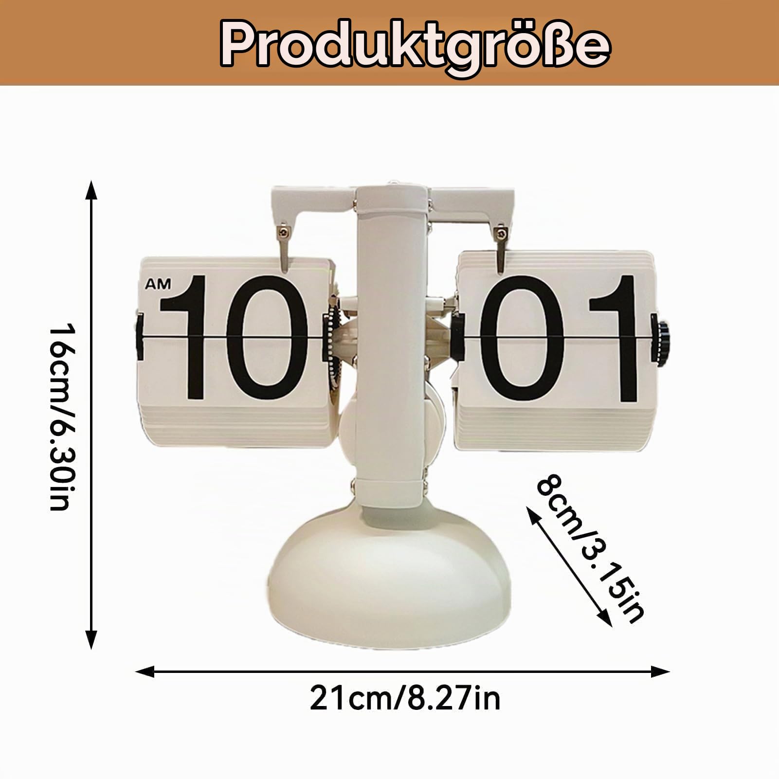Flip Clock Retro Vintage Design Schreibtisch Uhr Tischuhr Daunenuhr genaue mechanische Tabletop Flip Clock für Wohnzimmer Studie(Weiß)
