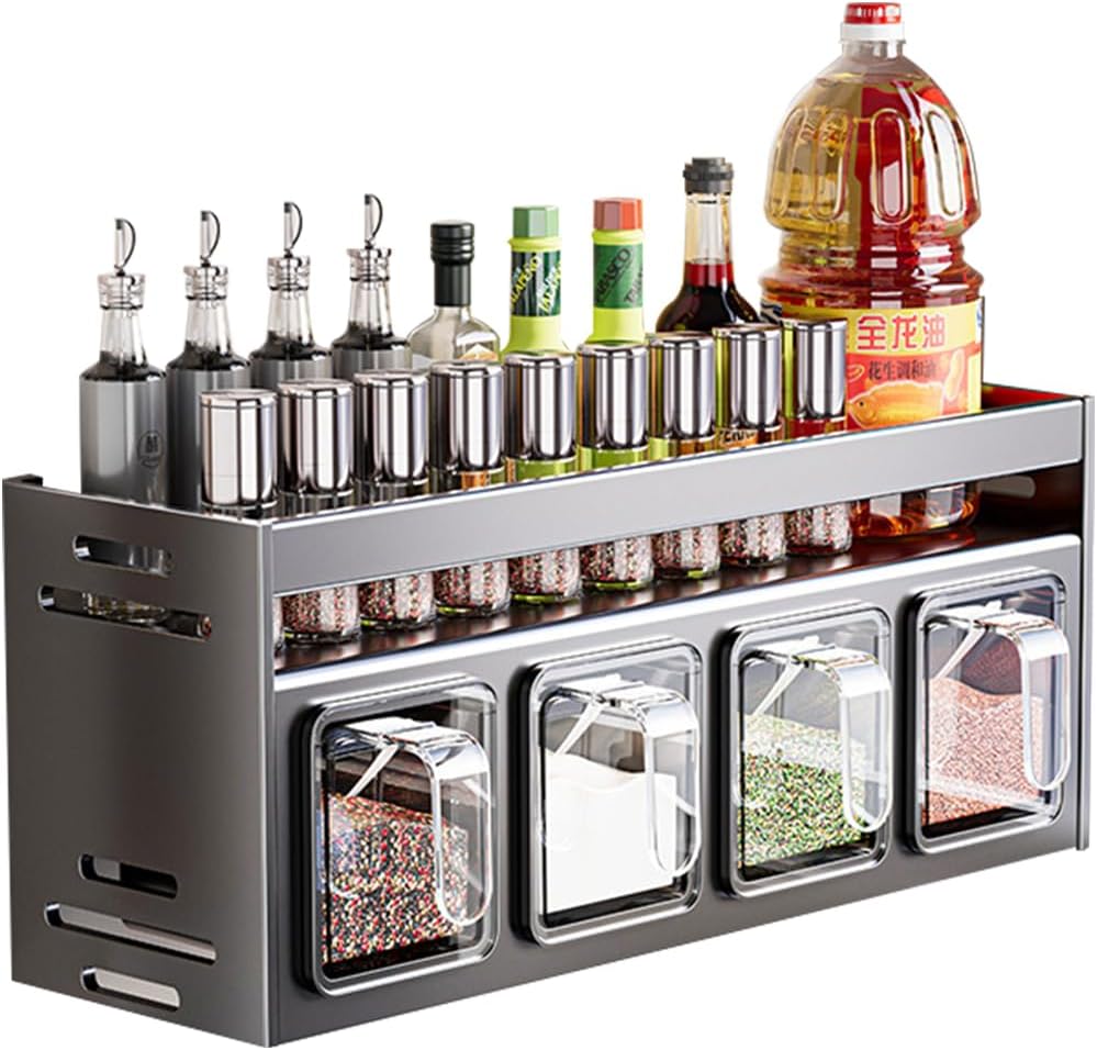 Estante de especias de cocina para colgar en la pared, caja de condimentos sobre la estufa, estante colgante para condimentos, organizador de tarros