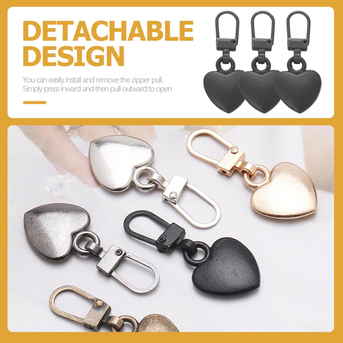 ARTIBETTER 1set Detachable Zipper Pull Tabs for Easy Replacement No Tools Needed for Backpacks Luggage Coats and Sportswear Practical Zipper Repair Accessories 12pcs