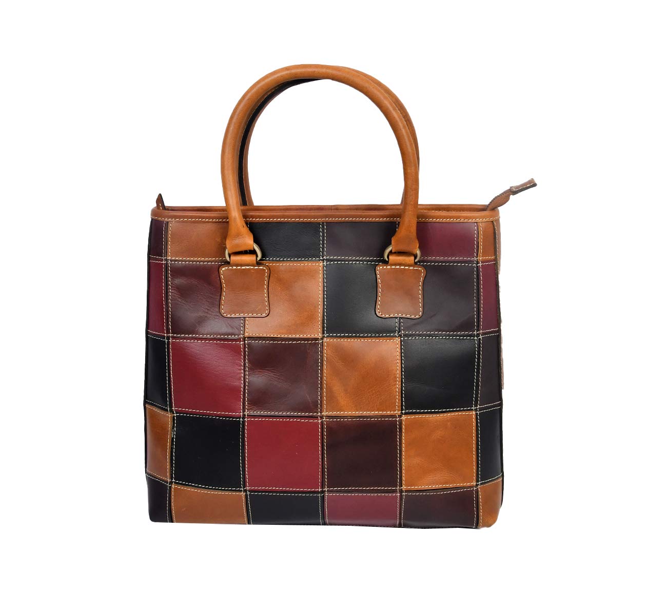 Full Grain Brown Natural Leather Tote Handbag for Women| Large Shoulder Purse for Office, College Work, Travel and Casual Use-image-1
