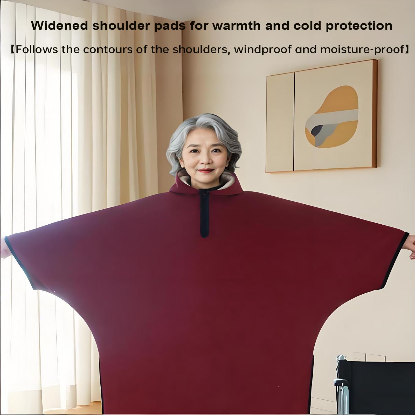 Manta térmica para silla de ruedas, cubierta cálida de cuerpo completo con sombrero y mangas resistentes al viento, forro de terciopelo ártico, protección de privacidad, ajuste universal