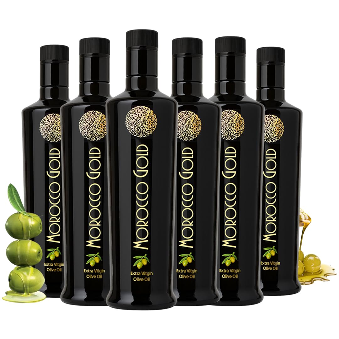 Morocco Gold New Harvest Extra Virgin Olive Oil Early Harvest – Cold Pressed – Polyphenol Rich 652mg/kg EVOO Fresh Harvest Pure and Natural. 6 x 500ml (6 Bottles For The Price Of 5)