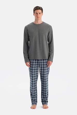 Dagi Erkek Dikiş Detaylı Waffle Tişört Pantolon Pijama Takımı, Örme, Termal