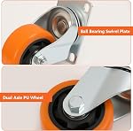 3 Fixé en pouces & Roues de roulettes pivotantes 4, Orange PU Plaque de deux roulettes fixes et deux roulette pivotante offrent un suivi stable et lisse 360° mouvement.