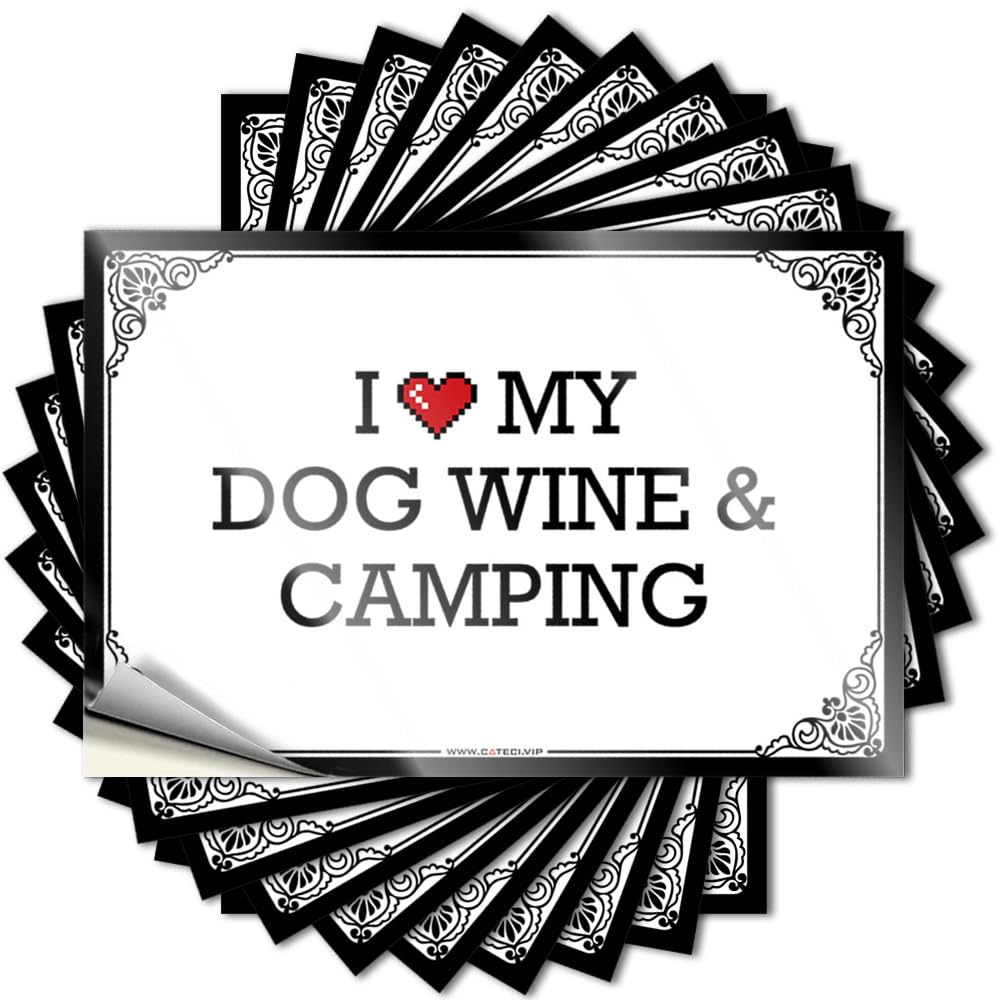 Fzfn Colour Room Decore Funny Sticker - Cute Gamers Bumper I Love My Dog Wine & Camping(8X12cm)