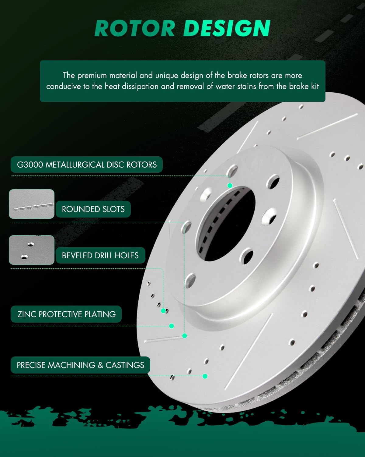 SCITOO Disc Brake Rotors Kits 54142 Front Vented Brake Rotors Fit For Ford For Fusion 2006-2012,For Lincoln For MKZ 2007-2012,For Lincoln For Zephyr 2006,For Mazda For 6 2006-2013