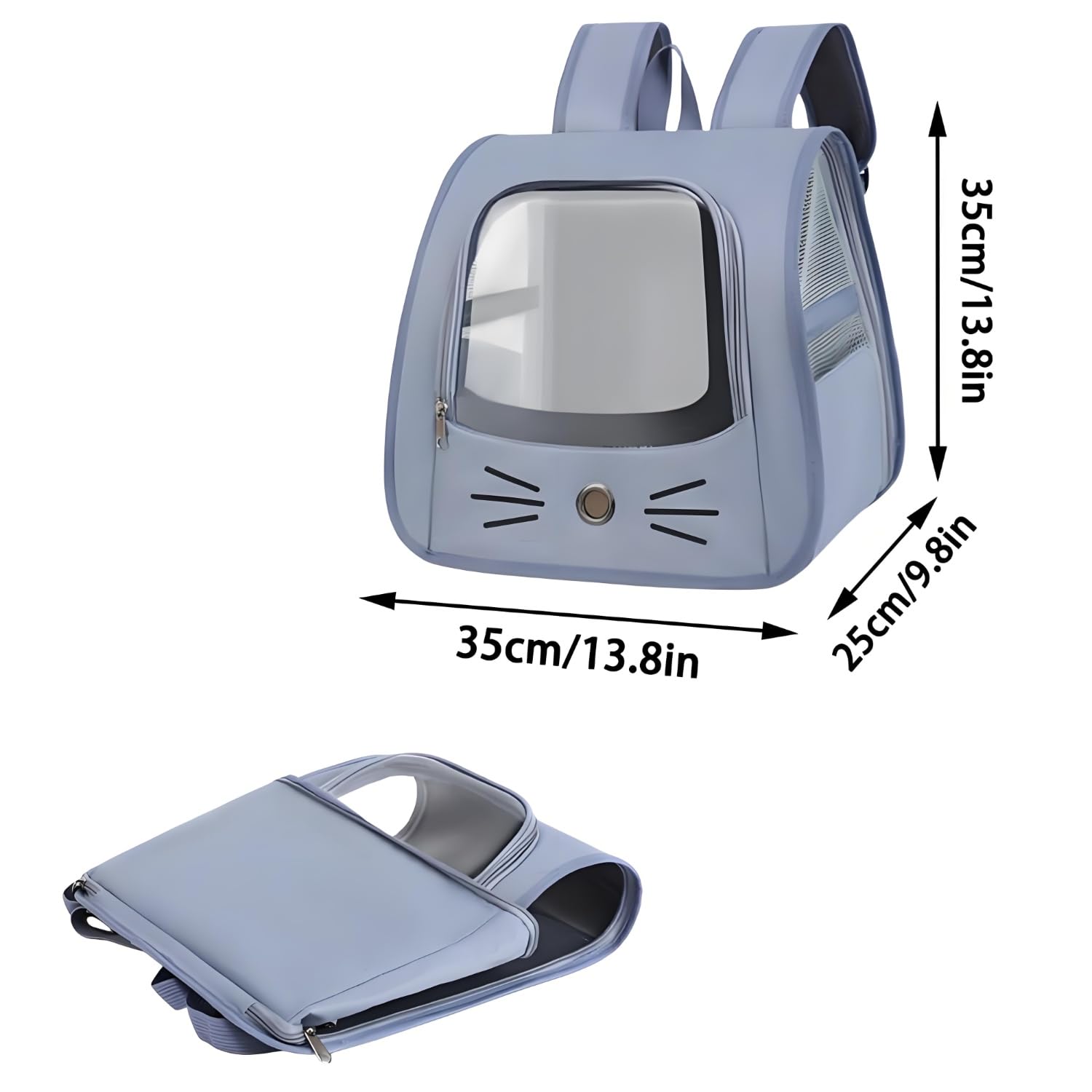 Zaino Gatto Trasporto, Borsa Da Ventilata Per Zaino, Zainetto Trasportino Gatto Pieghevole, Trasportino Ventilato Per Gatti, Con Finestra Trasparente, Per Animali Domestici Di Peso Inferiore a 6,5 Kg