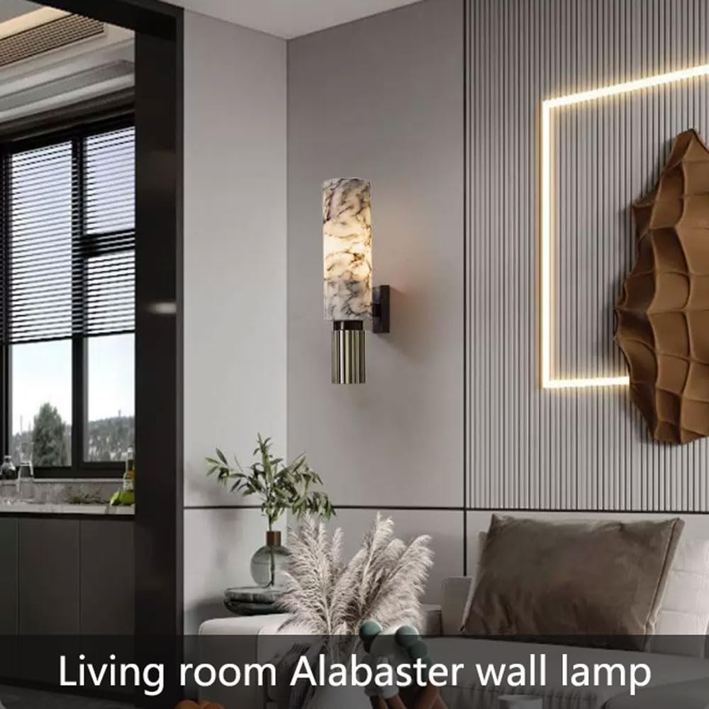 Lampada da parete in alabastro con sorgente luminosa, lampada moderna in stile industriale, applique for interni cablata, apparecchi di illuminazione a for camera letto soggiorno ristorante