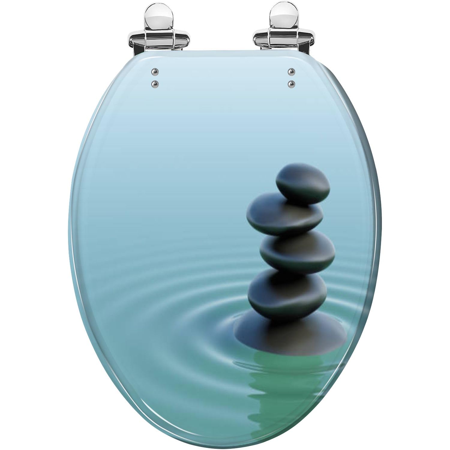 Elongated Toilet Seat Stones balance turquoise Resin Toilet Seat Slow Quiet Close Lid with Quick-Release Hinges Cover Bumpers Easy to Clean Install