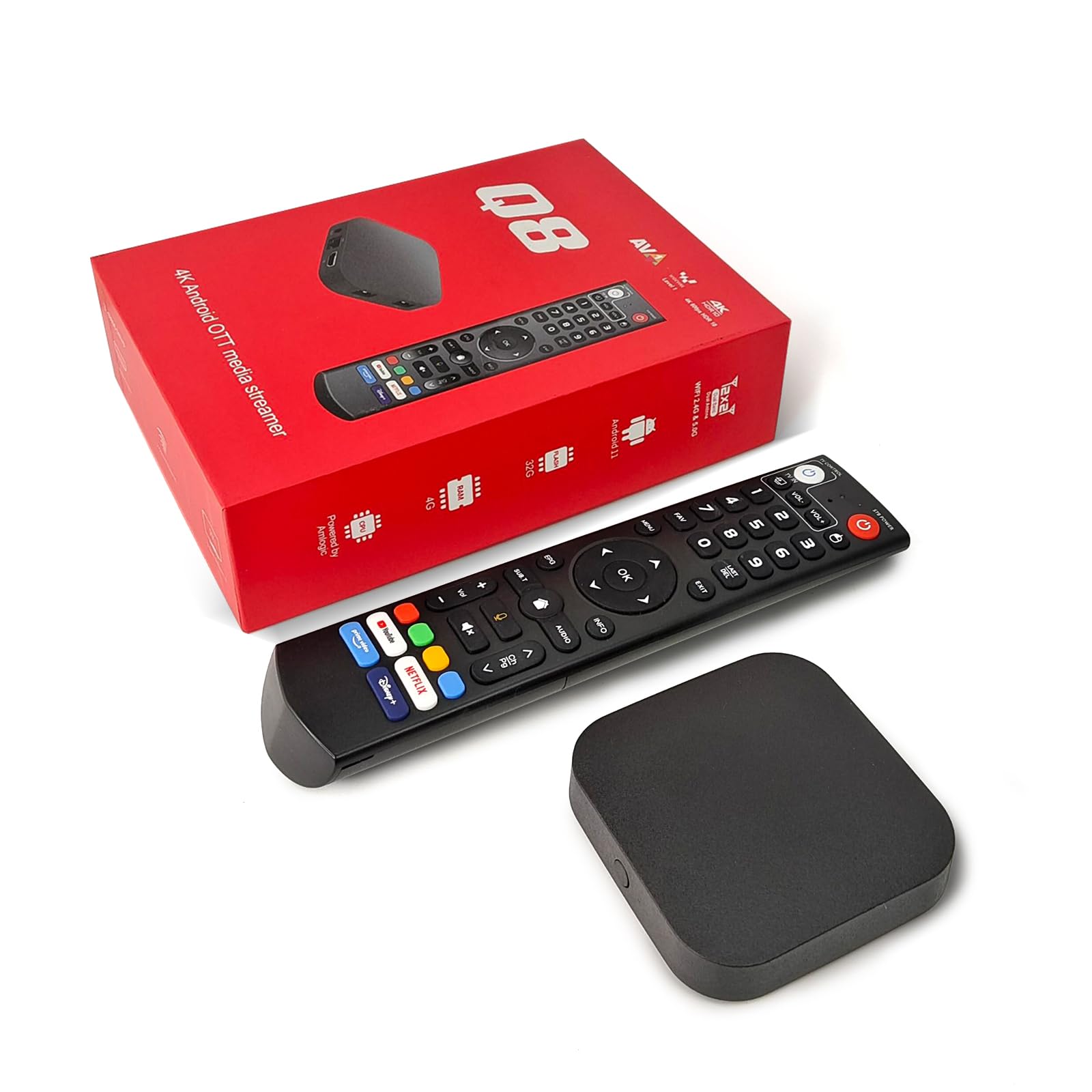 BOXPUT Q8 – Android 11.0 TV Box 4K Amlogic S905Y4, 4GB RAM + 32GB, Wi-Fi Dual-Band BT 5.0, Telecomando Vocale