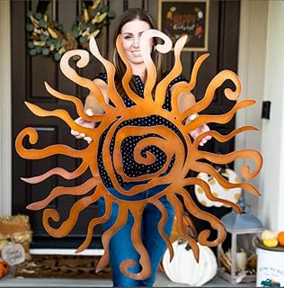 Whimsical Spiral Sun Metal Wall Art – Outdoor & Indoor Garden Decor, Wea...
