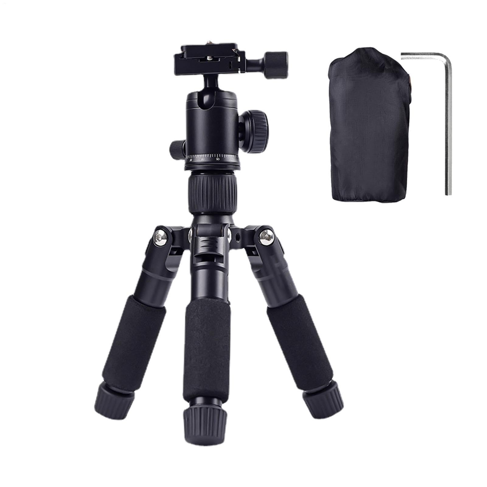 Treppiede da tavolo portatile – compatta in alluminio leggero | supporto regolabile per mini telefono, supporto stabile per fotocamera SLR per selfie e video Vlog, treppiede da tavolo per