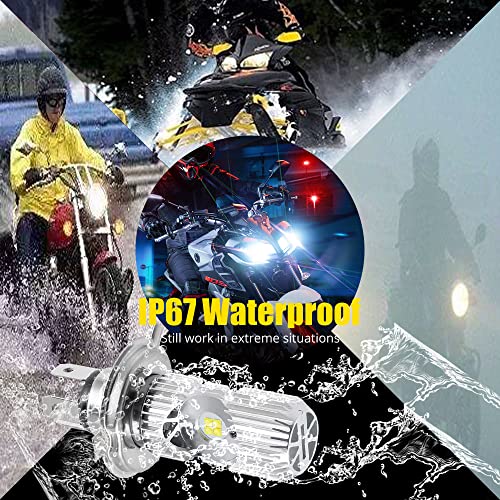 HENLIX DC 12-85V H4 LED Motorcycle Headlight Bulb Hi/Lo 4000LM 9003 LED Bulb White 6000K 8xLED Chips LED Light for Yamaha,Honda,Kawasaki,ATV,Cars.(1 Pack).