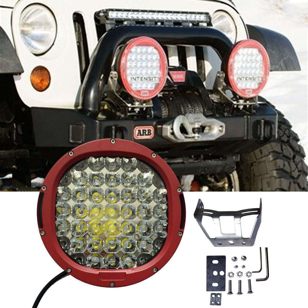 LED Work Light Search Light 9'' 185w/10-30v, Round LED Driving Lights Lamp Portable, Waterproof Additional Headlight Set for Vessels Bus Off-ro ad Vehicles Trucks Tanks,etc, LED6185/6111
