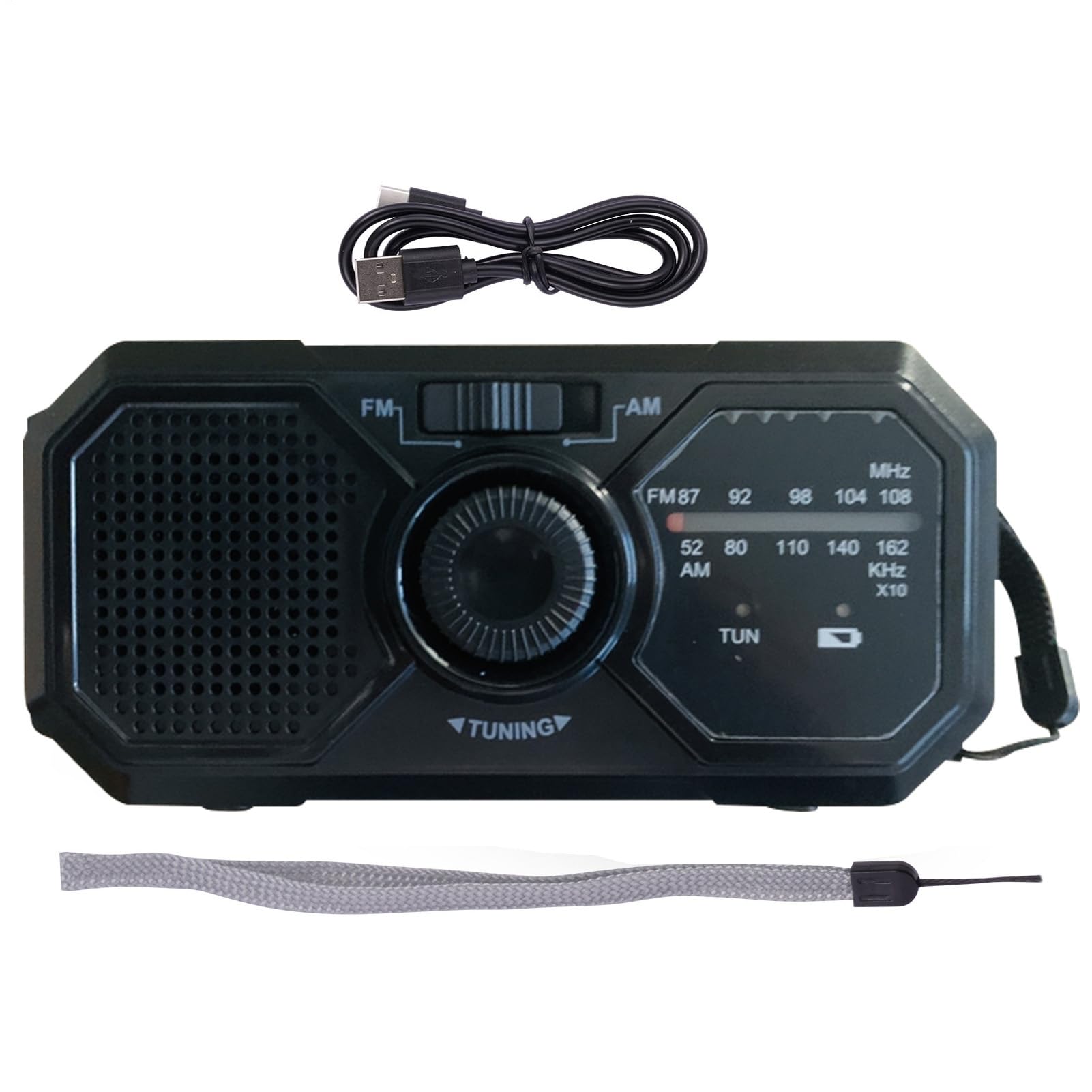 Radio d'urgence portable multifonction solaire et à manivelle