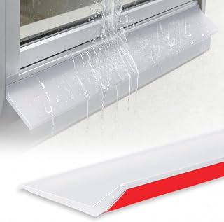 Selbstklebende Regenschutzleiste aus Gummi 4,5cm x 1m, Biegbare Fensterabdichtung, Tropfabweiser für Türen, Fensterbänke und Autotüren, Regenabwehrleiste zum Schutz vor Regenwasser-Rückstau,Weiß