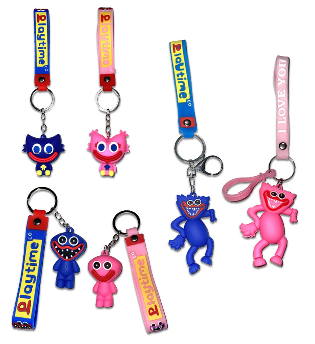 코코로요시) 레인보우 프렌즈 키체인 버기 웨기 3D 체인 키홀더 4개 세트 6개-Freehip.co.kr